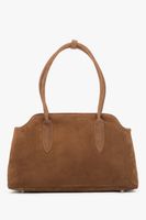 Estro: Brązowa torebka damska na ramię z włoskiego weluru naturalnego Premium