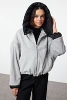 Trendyol Grey Oversize Molded Detachable Hooded Puffer Coat