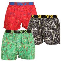 3PACK pánské trenky Styx art sportovní guma vícebarevné (3B14521) M