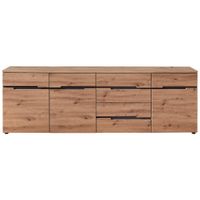 Carryhome ŠIROKÁ KOMODA, grafitová, dub artisan, 230,2/75,5/43,8 cm