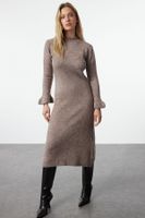 Trendyol Mink Midi Knitwear Boucle Dress