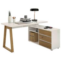 Stylife ROHOVÝ PÍSACÍ STÔL, biela, dub artisan, 135/120/75 cm