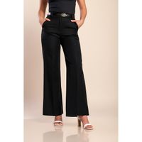 Elegante Lange Hose Mit Gürtel, Schwarz
