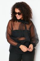 Trendyol Curve Black Sheer Look Tulle Blouse