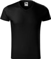 MALFINI® Pánské vypasované bavlněné slim-fit tričko do véčka Barva: Černá, Velikost: L