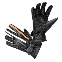 Moto rukavice W-TEC Classic černá s oranžovým a bílým pruhem M
