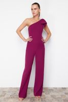 Trendyol Purple Bow Detailed Single Sleeve Woven Jumpsuit