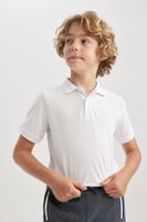 DEFACTO Boy White Pique Short Sleeve Polo Basic School T-Shirt