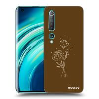 Silikónový čierny obal pre Xiaomi Mi 10 - Brown flowers