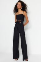 Trendyol Black Belted Maxi Woven Window Detailed Jumpsuit