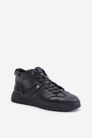 Kožené Zateplené Botky Sneakersy Pánské Lee Cooper Černé