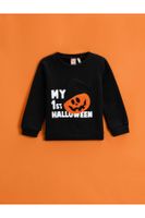 Koton Pumpkin Printed Sweatshirt Crew Neck Long Sleeve