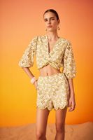 DEFACTO Fall in Love Patterned Embroidered Embroidery Beach Top