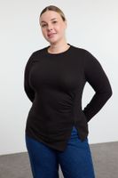 Trendyol Curve Black Bodycone Knitted Plus Size Blouse