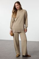 Trendyol Beige Accessory Detailed Knitwear Bottom-Top Set