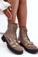 S. BARSKI Dámské módní boty se zipem a ozdobami D&A