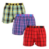 3PACK pánské trenky Styx sportovní guma vícebarevné (3B103133) M