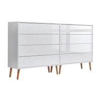 MID.YOU ŠIROKÁ KOMODA, biela, biela s vysokým leskom, 158/86/33 cm