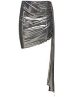 Draped Metallic Jersey Mini Skirt