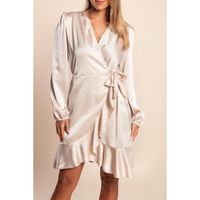 Minikleid Aus Satinimitat, Beige