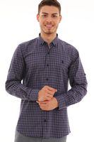 G724 DEWBERRY MEN'S SHIRT-NAVY-BROWN