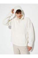 Koton Plush Sweatshirt Half Zipper High Neck Pocket