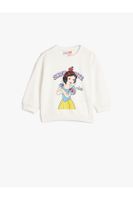 Koton Snow White Sweat Licensed Long Sleeve Crew Neck With Ribbon