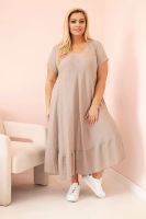 Kesi Włoski Sukienka damska plus size z krótkim rękawem i falbaną z lekkiej wiskozy fango