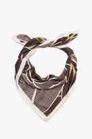 Estro: Brązowo-biała apaszka damska w kwiatowy wzór