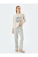 Koton Cat Printed Long Sleeve Pajama Set