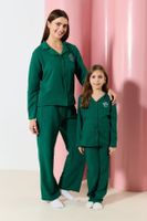 Trendyol Emerald Embroidered Shirt-Pants Woven Pajamas Set