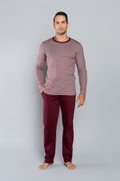 Men's pajamas Hilton long sleeves, long pants - melange-burgundy/burgundy