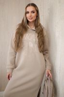 Long insulated dress with light beige embroidery