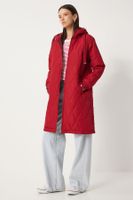 Happiness İstanbul Women's Red Hooded Quilted Coat