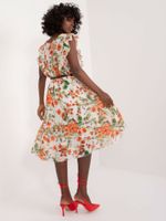 Ecru-Orange Floral Summer Dress