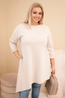 Kesi Włoski Sukienka damska Plus Size z wiskozy z luźnym fasonem i długim rękawem beżowa