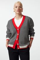 Trendyol Red Wide Pattern Knitwear Cardigan