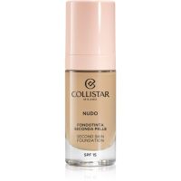 Collistar NUDO Second Skin Foundation SPF 15 posvetlitveni vlažilni tekoči puder z gladilnim učinkom odtenek 2G Beige Dorato 30 ml