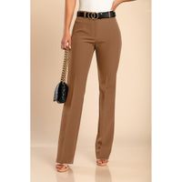 Elegante Lange Hose Mit Geradem Bein, Camel