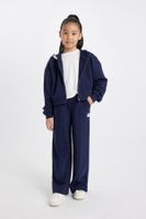 DEFACTO Girls Navy Blue Wide Leg Wide Leg Elastic Waist Basic Plain School Sweatpants