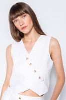 DEFACTO Regular Fit V Neck White Blazer Vest