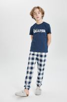 DEFACTO Boys' Printed Short Sleeve Pajamas Set