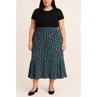 Plus Size Rock Mit Leopardenmuster, Blau