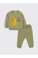 LC Waikiki LCW baby Crew Neck Long Sleeve Lion King Printed Baby Boy Sweatshirt and Tracksuit Bottom 2-Piece Set