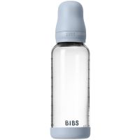 BIBS Baby Glass Bottle Round Latex antikolična steklenička Baby Blue 240 ml
