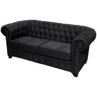 Livetastic SEDAČKA CHESTERFIELD, drevo, textil, kompozitné drevo, čierna