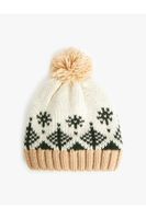 Koton Knitted Beanie Ethnic Patterned Pompom Detail