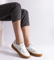 Gemre Biało-srebrne sneakersy na gumowej podeszwie Quica