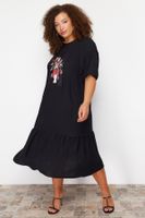 Trendyol Curve Black Printed Woven Dress