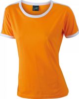 James & Nicholson Dámské tričko s kontrastními lemy Flag-T, 165g/m Barva: oranžová - bílá, Velikost: L JN018